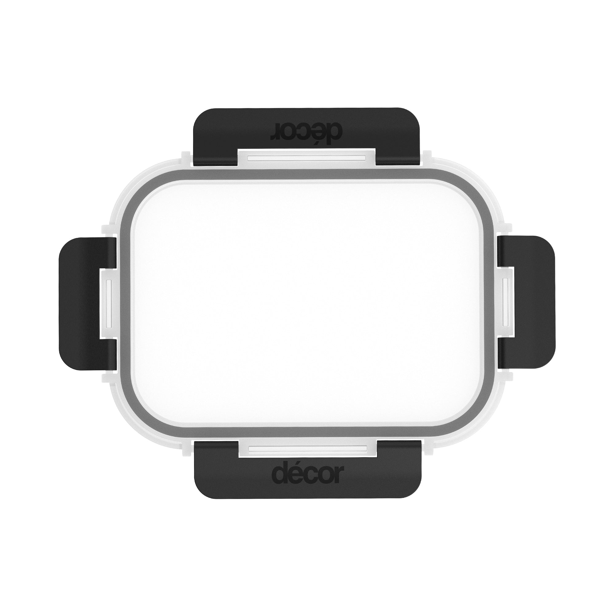 Premium Glass Clips Lid, Black, Oblong, 630ml