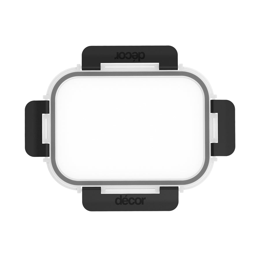 Premium Glass Clips Lid, Black, Oblong, 630ml