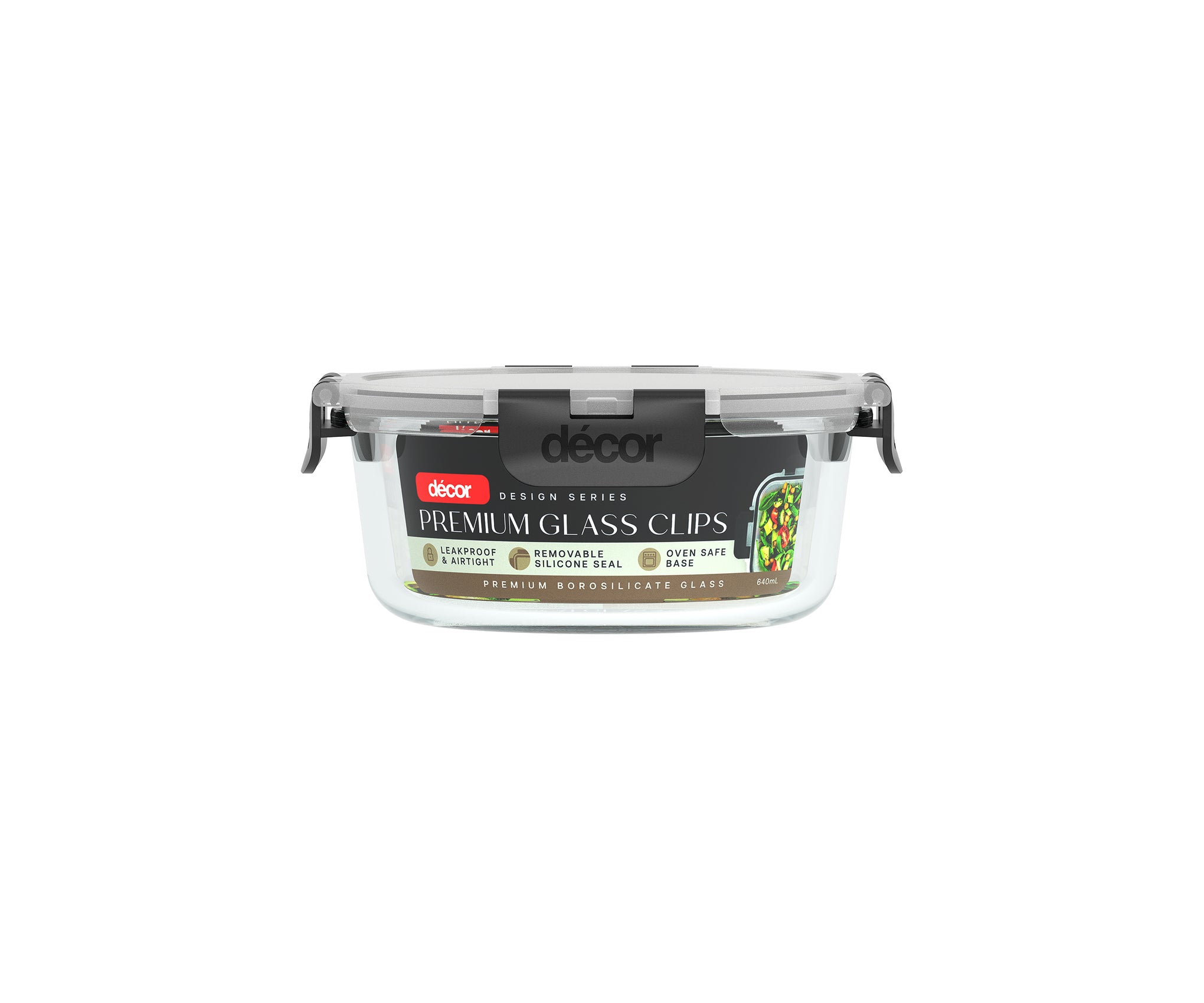 Premium Glass Clips, Round, 640ml