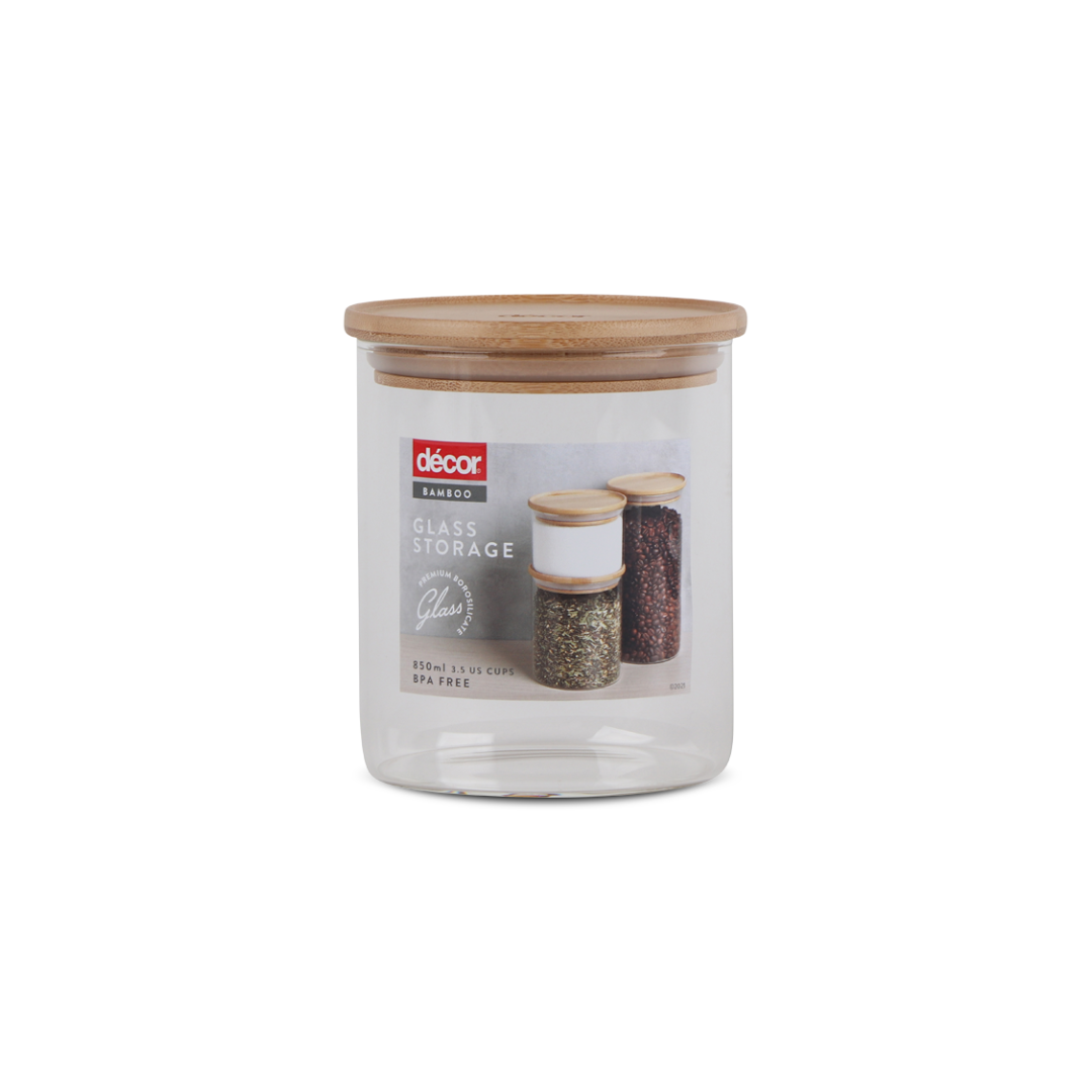 Glass Container With Bamboo Lid, 850ml | Décor Australia – Décor Australia