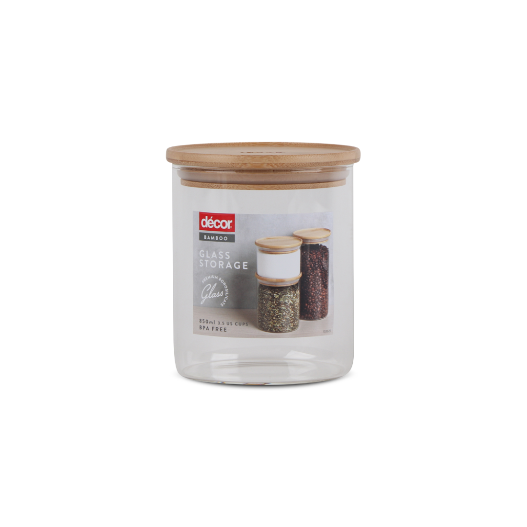850ml Glass jar with Bamboo Lid by Decor