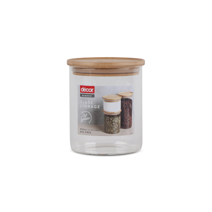 Glass Bamboo Canister, 850ml
