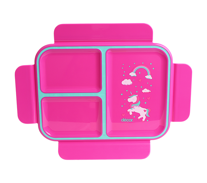 Compact Triple Split Bento Lunchbox Lid, Pink